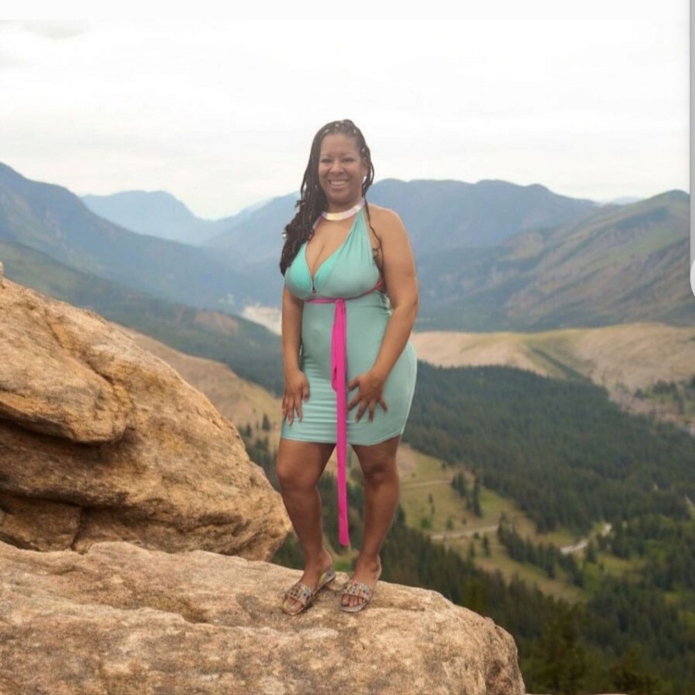 Blue and pink dress